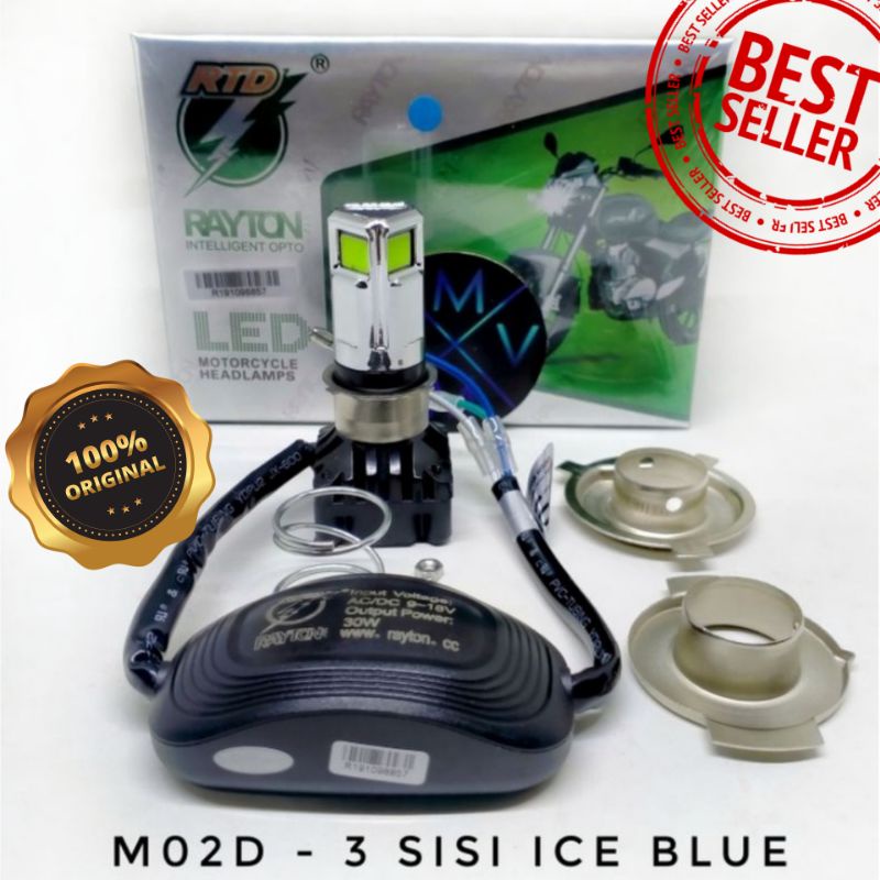 LAMPU LED MOTOR RTD 6 SISI / 3 SISI 100% ORIGINAL GARANSI AC DC + KIPAS BOHLAM DOP LAMPU DEPAN UTAMA LED RTD ORI ASLI M02D M02E 3 6 TITIK MATA 6 SISI H4 H6 30 35 WATT WHITE YELLOW PUTIH KUNING ICE BLUE BEAT VARIO MIO NMAX LEXI PCX CBR SCOOPY AEROX VIXION-3 SISI ICE BLUE