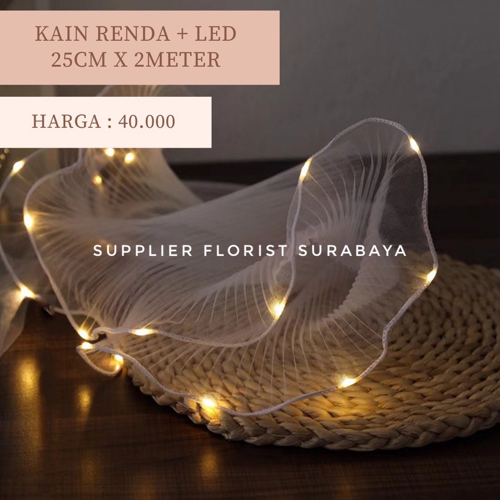 RENDA BUNGA + LED DENGAN 3 MACAM TIPE NYALA LAMPU UNTUK PEMANIS BUKET BUNGA JARING RENDA