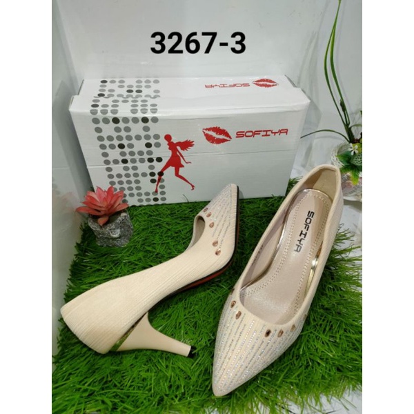 Sepatu heels sofiya 3267-3 / heels kanvas rajut fashion