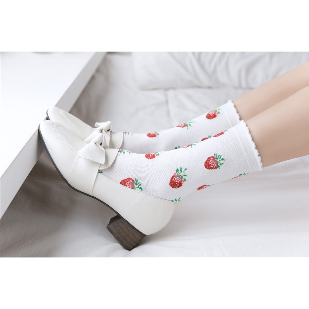 KK-18 kaos kaki cotton strawberry stroberi kawai korea idol japan socks