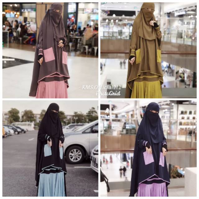 Gamis Set Syari, Gamis Hafsah Set Cadar Bandana Poni