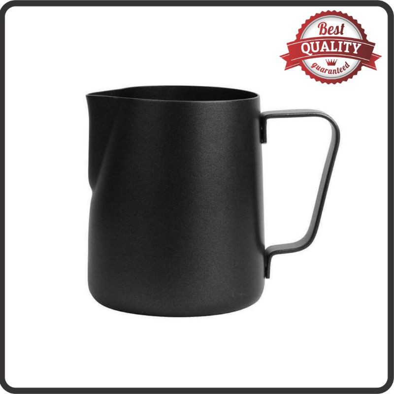 STAINLESS MILK JUG TEFLON BLACK 350 600 ml - BARISTA PROFESSIONALS TOOL (LATTE ART)