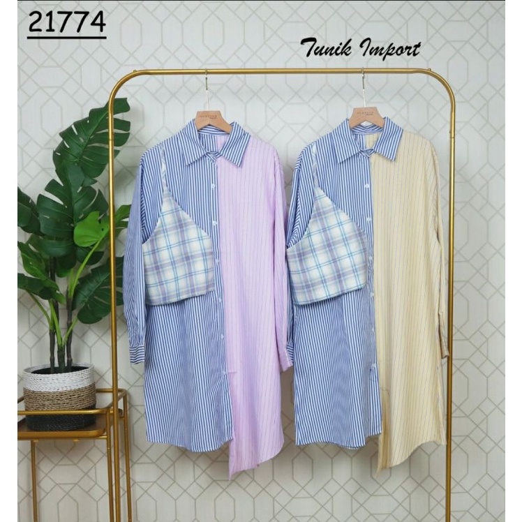 Tunik Salur VNS Import / Tunik Salur Pelangi / Tunik Salur kombinasi / Kemeja Salur Import