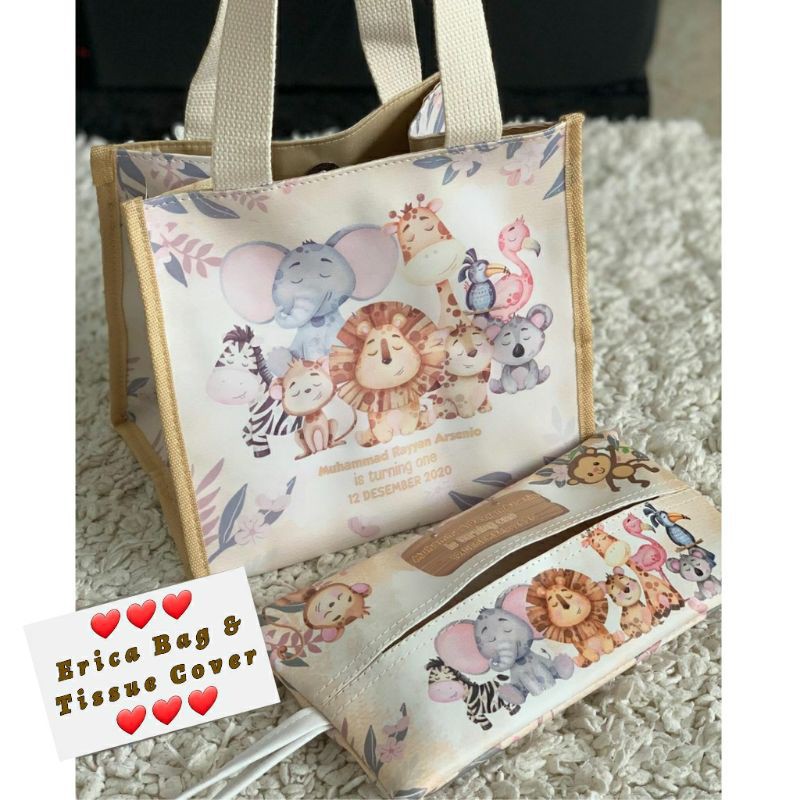 tas souvenir ulang tahun bayi dengan pita custom