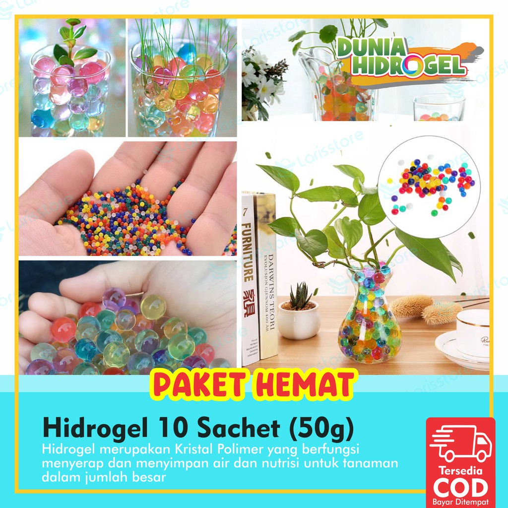 Grosir Hidrogel Media Tanam Hias Waterbead Paket Hydrogel Termurah 10 Sachet 50g