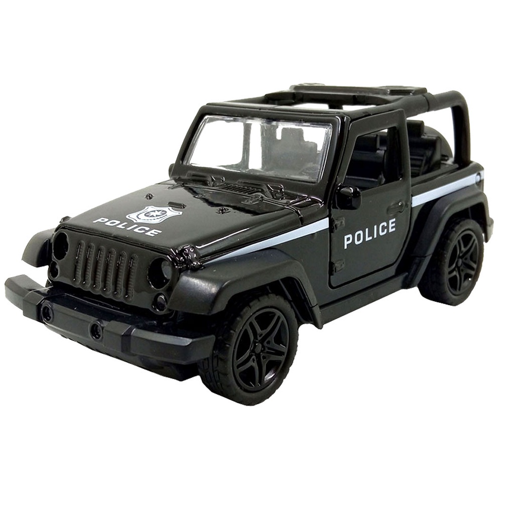 Toy Addict Jeep Wran9ler Rubicon Police Hitam Diecast Mainan Mobil