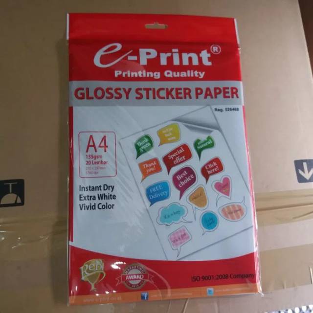 Jual Glossy Sticker Paper E Print A4 135gsm Kertas Stiker Glossy E