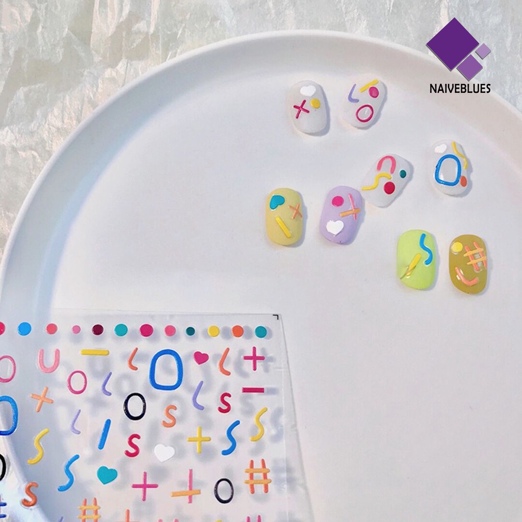 Naiveblue &gt; Stiker Kuku Motif Huruf Warna-Warni Untuk Wanita