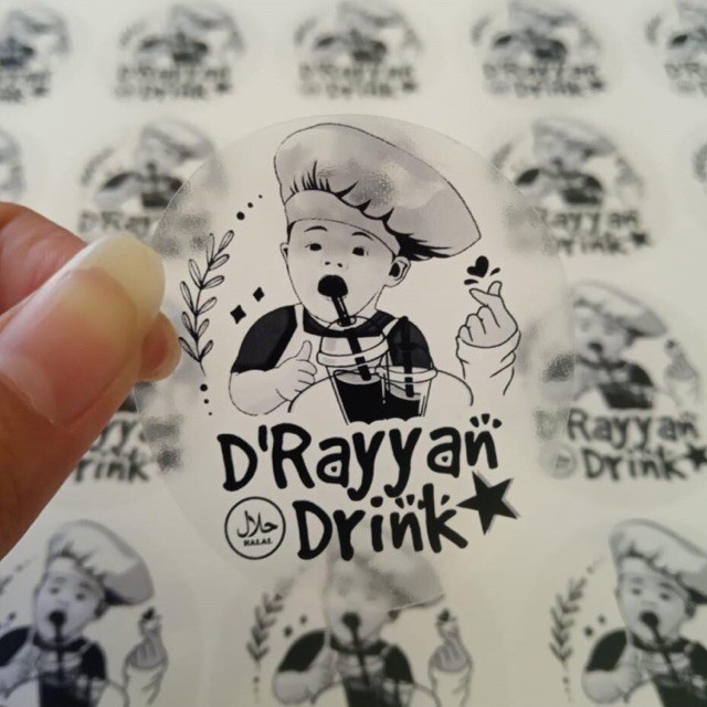 Cetak Stiker Label Kemasan Transparan Anti Air Cutting Bulat / Kotak Cocok Unt. Cup Minuman/Makanan-5