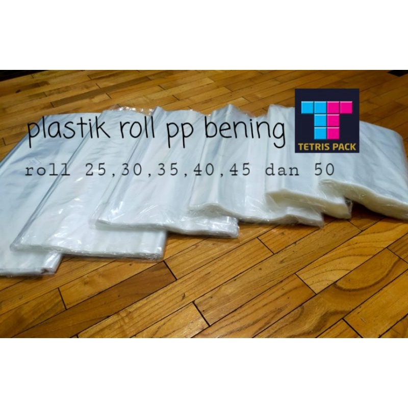 plastik roll bening ukuran 25 sampai 60 cm