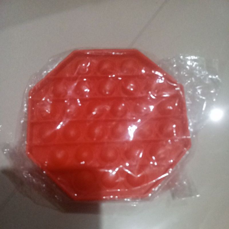 New fidget push Pop Its Round Toy Push bubble stress kids pop it murah popit mainan anak rainbow-Octagon Merah