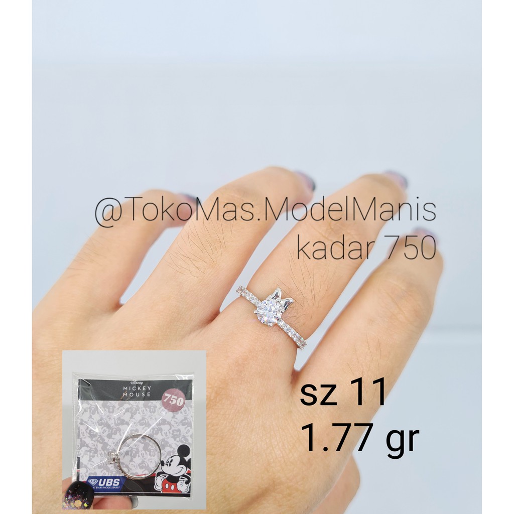 Cincin UBS Edisi Disney Mickey Mouse emas putih kadar 750