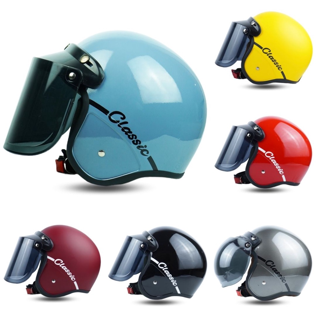 Helm Bogo Murah Dewasa Pria Wanita Motor Sni Promo Kekinian Viral Kaca Datar