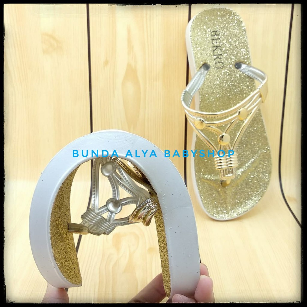 Sandal Wanita Jepit GOLD Size 36 - 40 - Sendal Jepit Perempuan Casual Flat - Sandal Cewek Trendy