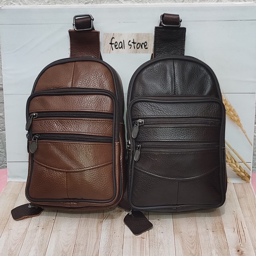 SLING BAG KULIT ASLI TAS SELEMPANG ASLI KULIT TAS KULIT PRIA 100 % ORIGINAL BISA COD SLING BAG KULIT