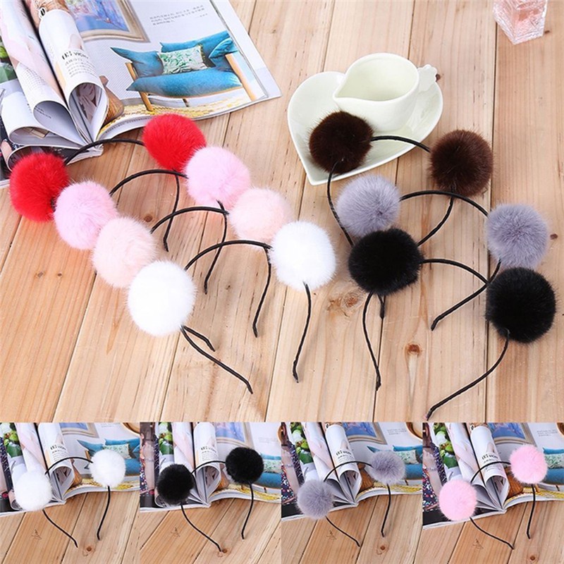 BANDO POMPOM AKSESORIS RAMBUT - BANDANA LUCU - BANDO BULU HALUS