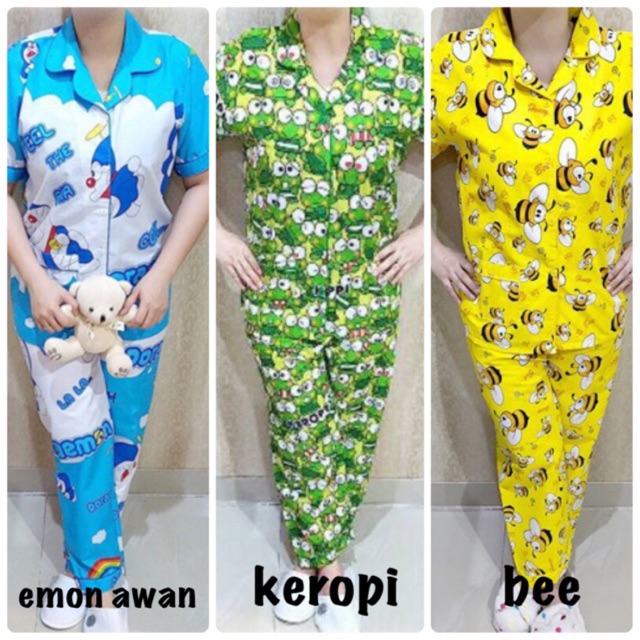 Baju Tidur Doraemon Lengan Pendek Celana Panjang Segar Ceria Baju Tidur Doraemon Lengan Pendek Celana Panjang Segar Ceria