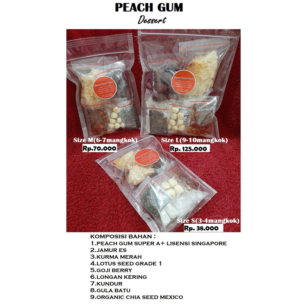 Peach Gum Dessert dengan Flavour dan Variasi , ukuran size L