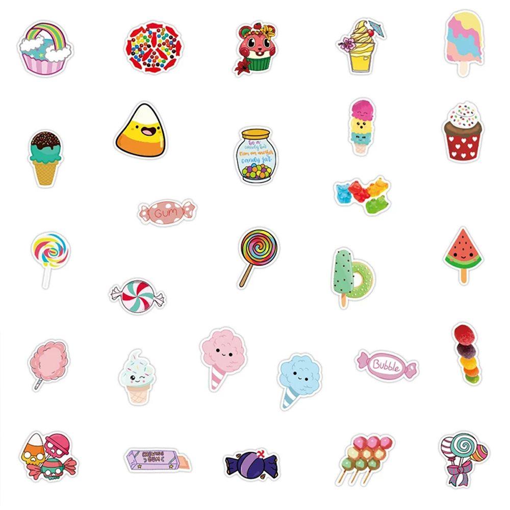 LANFY Colorful Candy Stickers Waterproof 50pcs /pack Stiker Gitar Koper Laptop Stiker Skateboard DIY Scrapbook