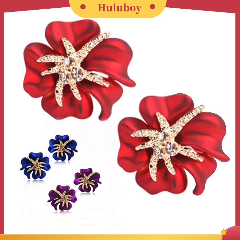 Hu Hu Hu Hu Hu Alat Bantu Pasang Kacamata♡ Anting Tusuk Desain Bungabintang Laut Hias Berlian Imitasi Gaya Elegan Berkilau Untuk Pengantin Wanita