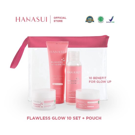 BPOM HANASUI FLAWLESS GLOW 10 SET + POUCH / HANASUI SKINCARE FLAWLESS GLOW / HANASUI SKINCARE