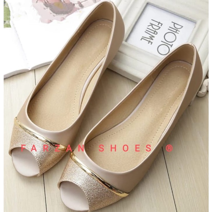 COD BEST SELLER FLATSHOES WANITA BUSTONG GLOSSY HRN 01