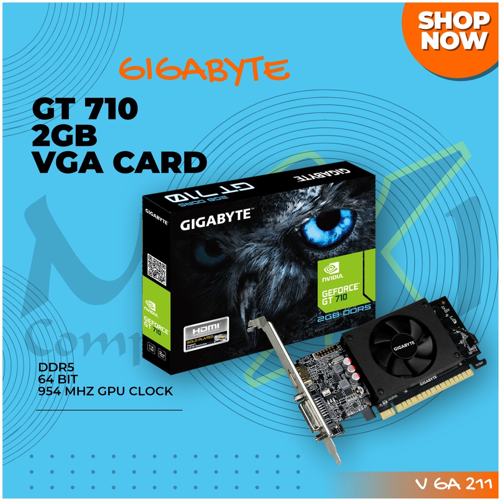 Gigabyte GV-N710D5-2GL GeForce GT 710 2‎GB DDR5 6‎4-Bit Low Profile GPU VGA Card
