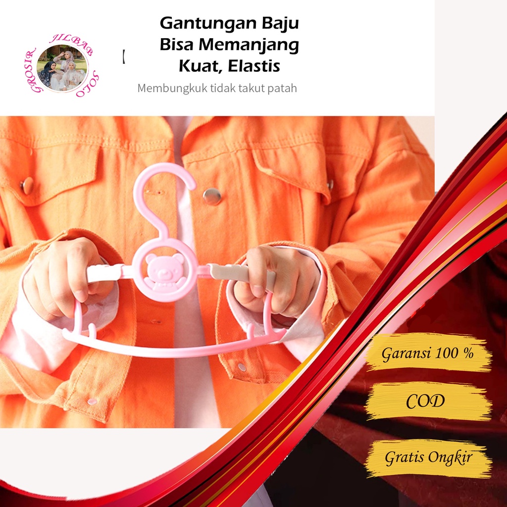 Hanger Baju bayi dan anak bisa memanjang – AC 43 – Tempat Gantungan Jemuran plastik untuk Baju celana  handuk  gurita gerita grita  rak lemari dinding perlengkapan bayi dan anak stand folding hanger lipat anger kapstok gantungan baju hook