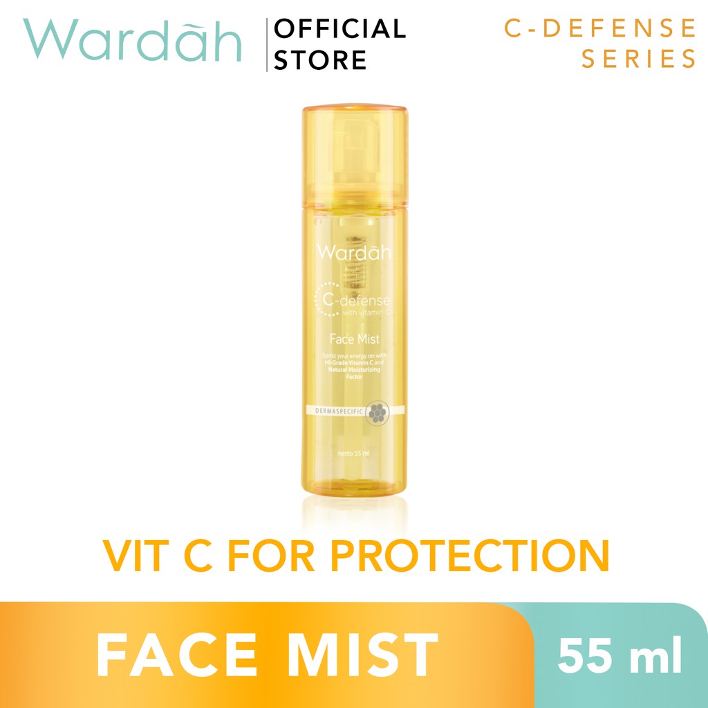 Wardah C-Defense Face Mist 55 ml - Spray dengan HiGrade Vitamin C yang Mencerahkan dan Menyegarkan