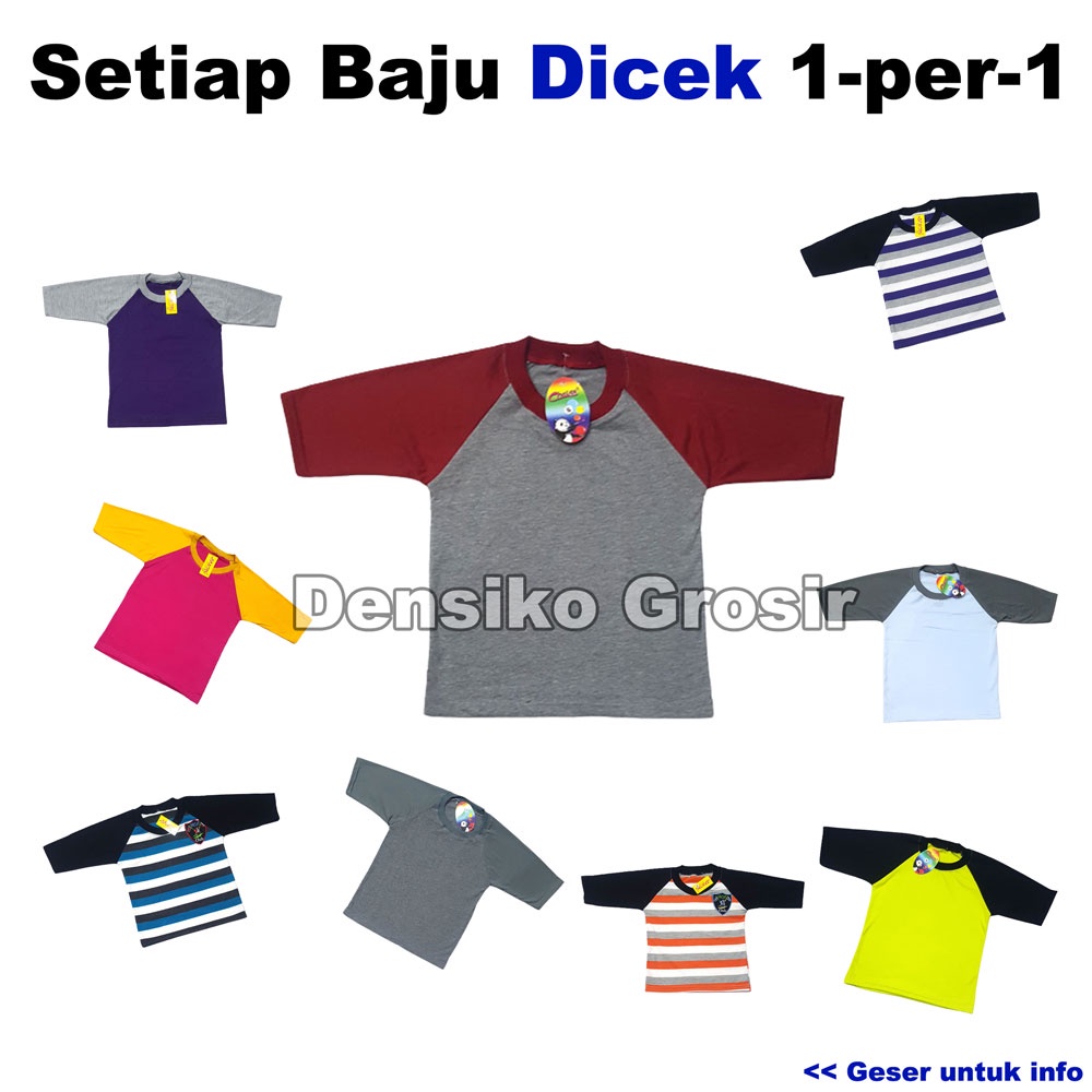 Raglan Anak (M) Baju  Anak Lengan 3/4 Kaos Anak Polos Katun