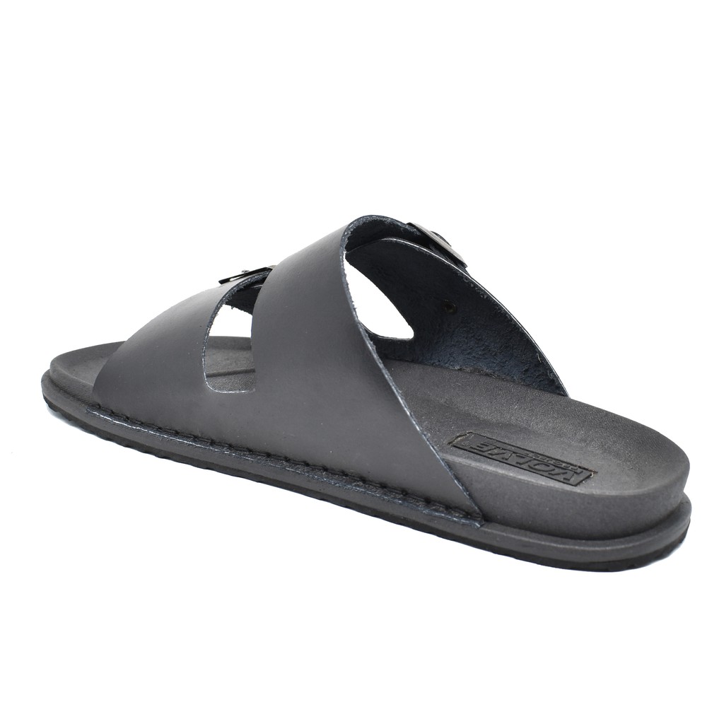 Vs 02 Black | Sandal Strap Simpel Original Pria Cowok Men Sendal Kulit Lokal Ori | FORIND x Volve