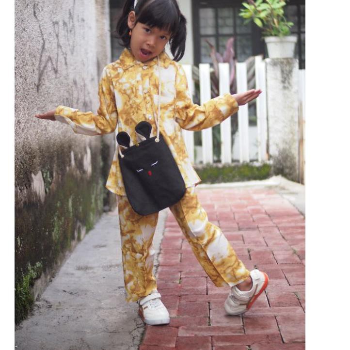 (4-18 tahun) One Set Tie Dye Anak / Setelan Kemeja Panjang Tie Dye Anak ♥ Terkini