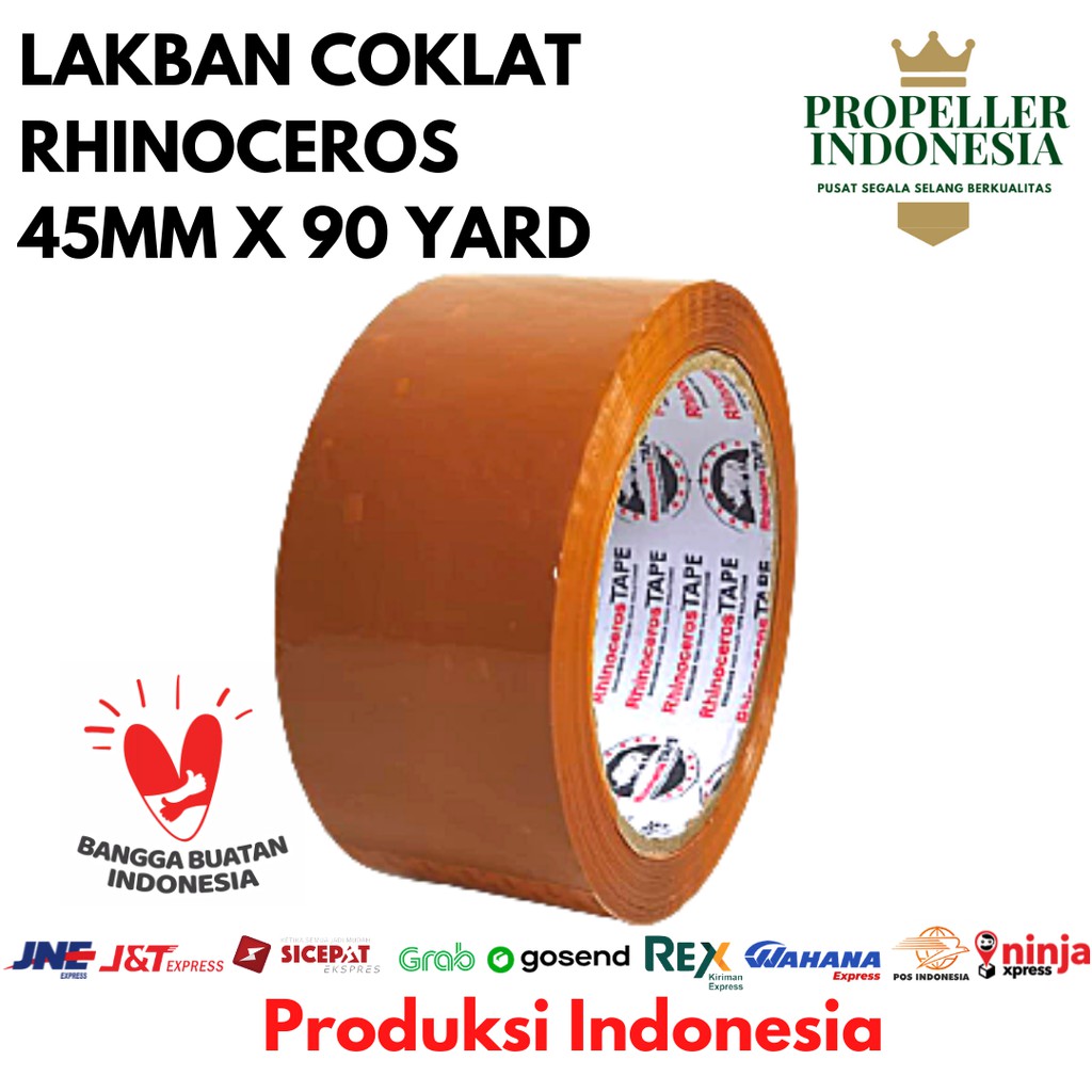 Lakban Coklat RHINOCEROS Tape Solatip Isolasi Warna 2Inch 45mm x 90 Yard