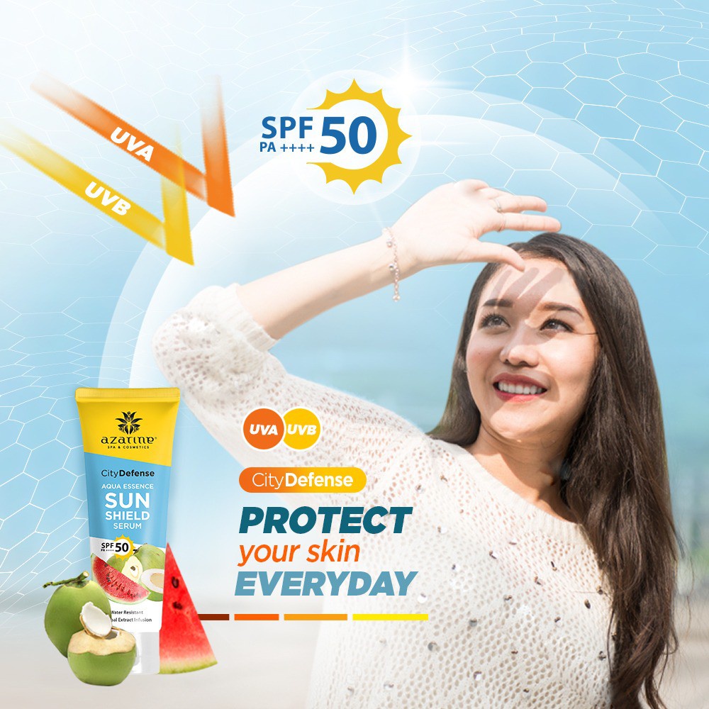 AZARINE Sunscreen Hydrasothe Sunscreen Gel Spf 45++ || Aqua Essence Sun Shield Serum Spf 50++