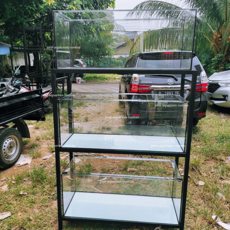 aquarium kaca 100x40x40 3 susun