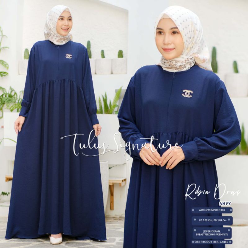 RIBIA DRESS BY TULUS SIGNATURE / GAMIS POLOS WANITA MUSLIMAH / Dress Ld120 jumbo