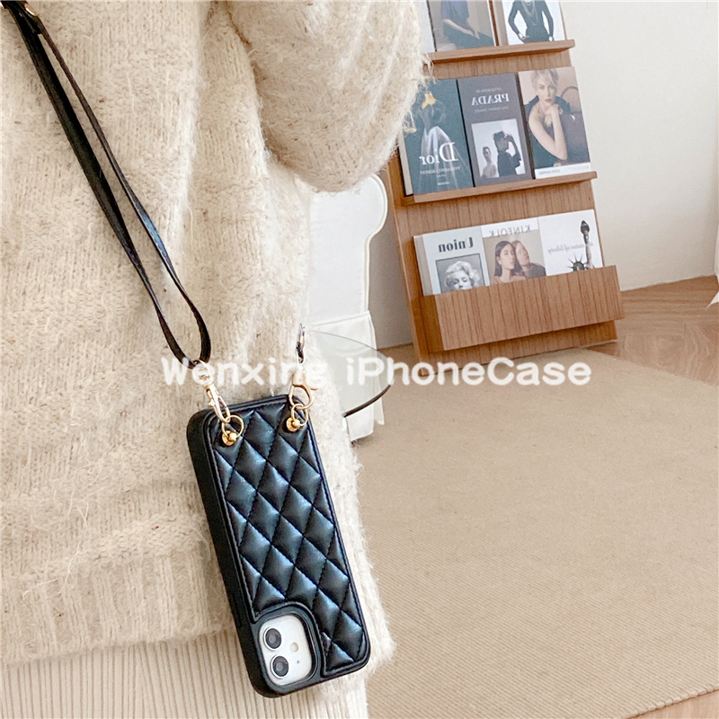 Hard Case Bahan Kulit Domba Untuk Iphone 13 12 11 Pro X Xs Max Xr Anti-lost Protective Cover