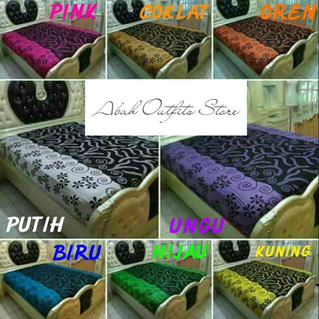 SPREI BATIK PRINTING MOTIF PEKALONGAN UKURAN 180X200X30 WARNA COKLAT OREN HIJAU KUNING ORANGE CANTIK