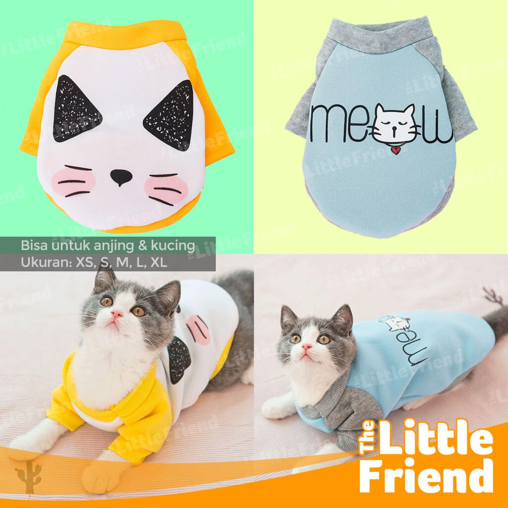 Baju Sweater Anjing dan Kucing Casual Bergambar Lucu Motif MEOW Lembut