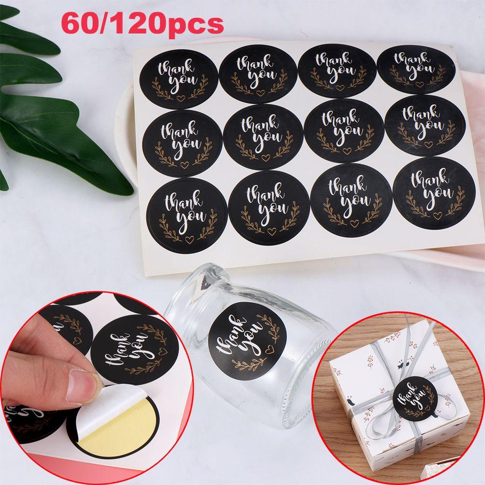 Populer 60 /120pcs Handmade Stiker DIY Bulat Perlengkapan Pesta Sealing Craft Terima Kasih