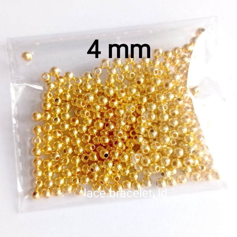 Mute motif emas 4mm manik manik sekat manik gold gelang kalung aksesoris
