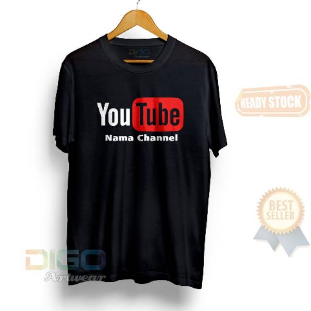 Kaos YOUTUBE Premium Quality Free Custom Name Channel / Kaos YOUTUBERS Distro Cotton Combet