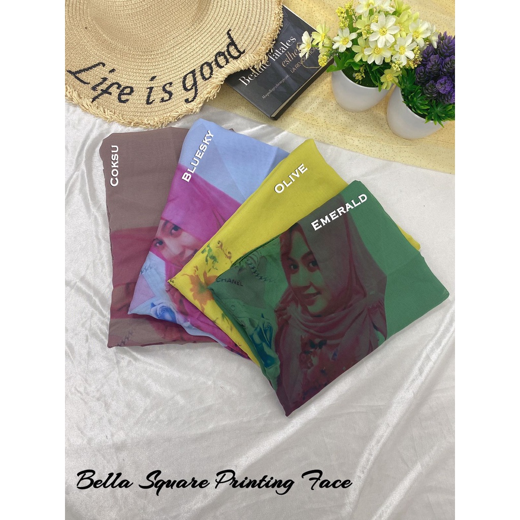 segiempat bella square pollycotton printing face bela hijab jilbab kerudung bela polycotton