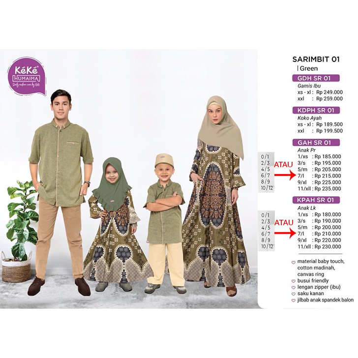 Busana_Keke ~ Sarambit 01 Keke Humaima Terbaru KPAH SR 01 ~ Warna Green