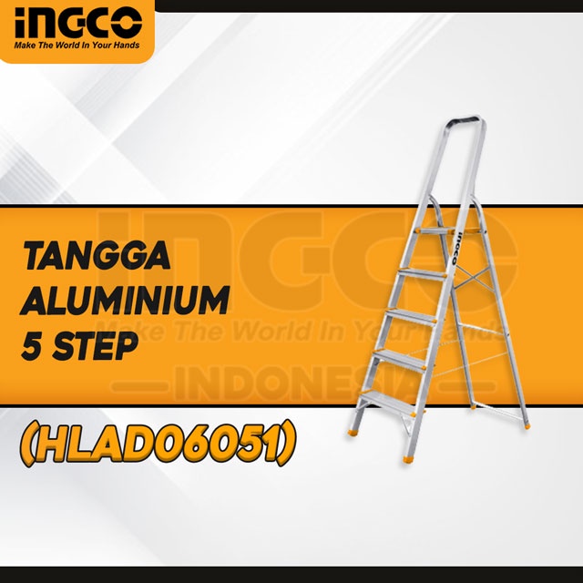 Tangga Lipat Almini INGCO HLAD06051 5 Step 150kg Tangga Lipat Portabel Almini 150Kg Tingkat Satu Sis