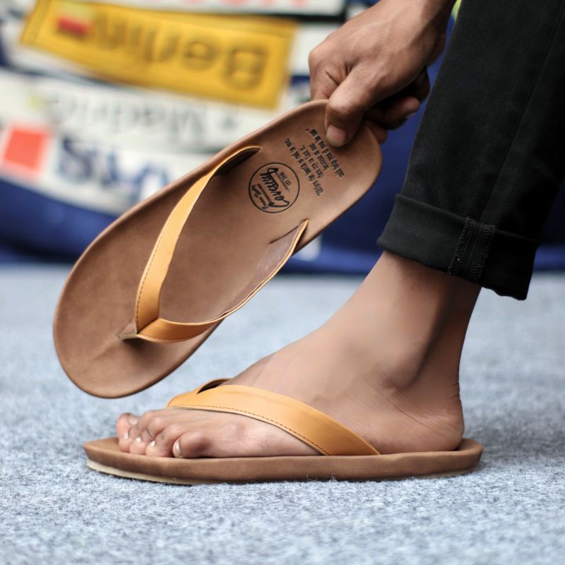 WALET Sandal Kulit Asli Pria Sendal Jepit Keren Sndal Casual Santai Harian Murah