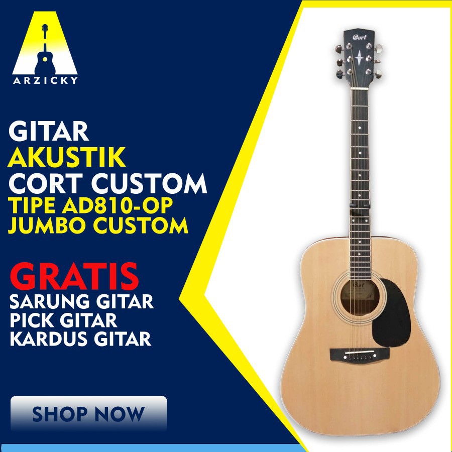 Gitar Akustik Cort Custom Elektrik AD810 OP Jumbo