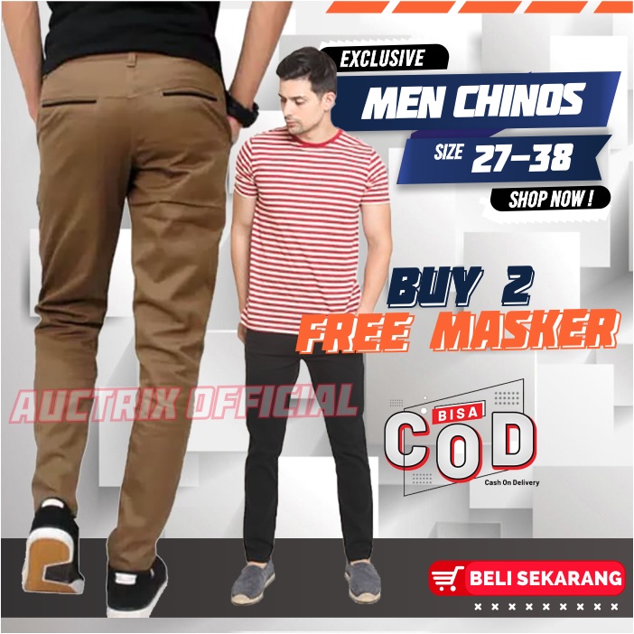 CELANA CINO Panjang Pria Slimfit KERJAHARIAN Santai Casual Formal Hitam Abu Cream Mocca Size 27-38