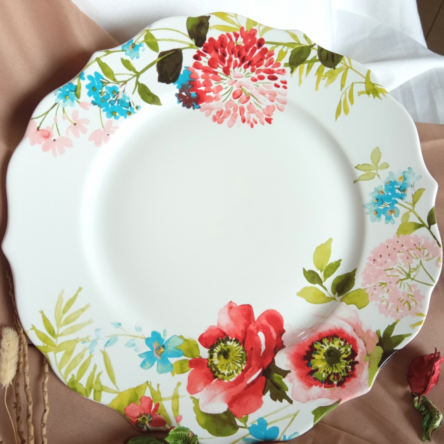 Piring Keramik Besar Motif Bunga Cantik Desain Cantik Besar
