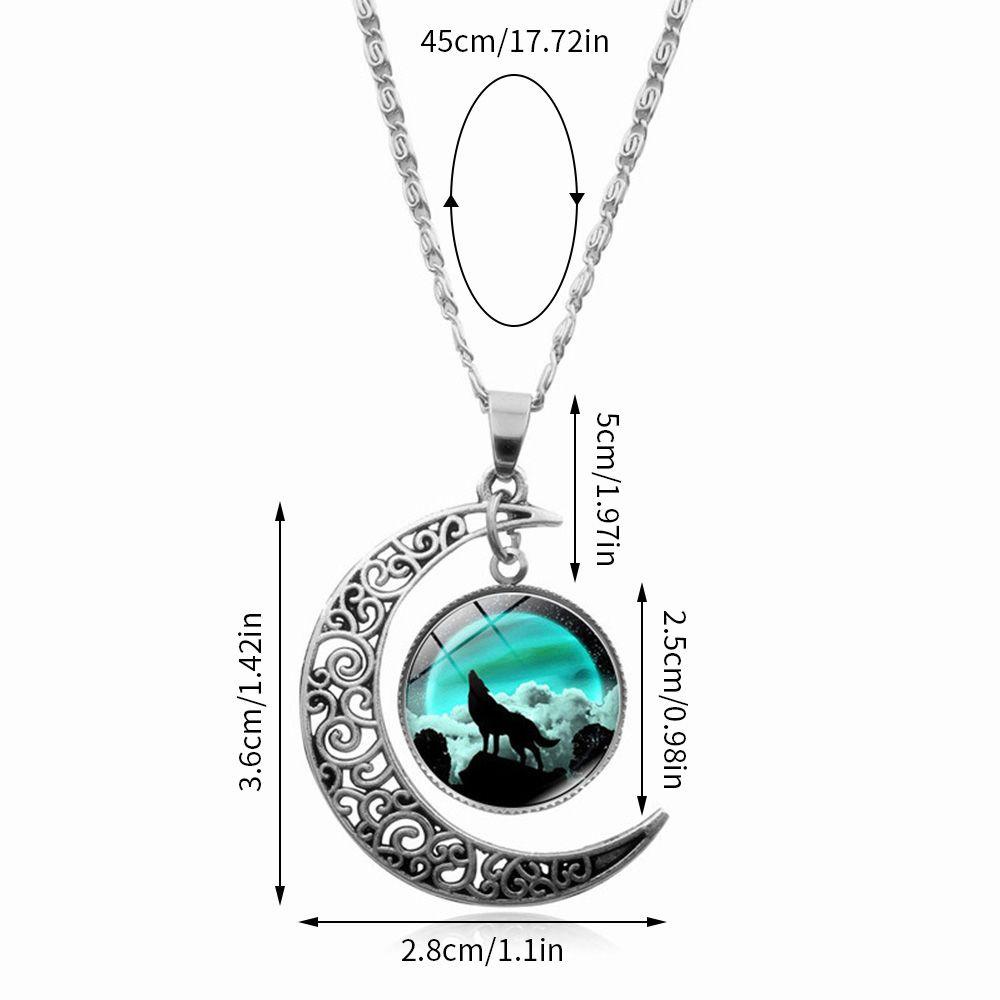 Lily Howling Wolf Necklace Hadiah Liontin Kalung Luminous Moon Glowing